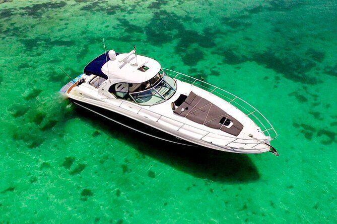 5H Private Lux 40' Yacht All Inclusive - Tulum & Playa del Carmen - Stop 1 at the InHa Reef: Snorkeling, Sea Turtles, and Optional Fishing