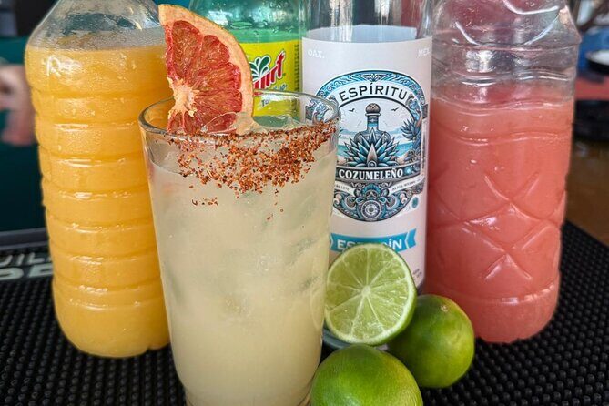 Cocktail Making in Cozumel Mexico - The guacamole part: smash, season, and compete a little