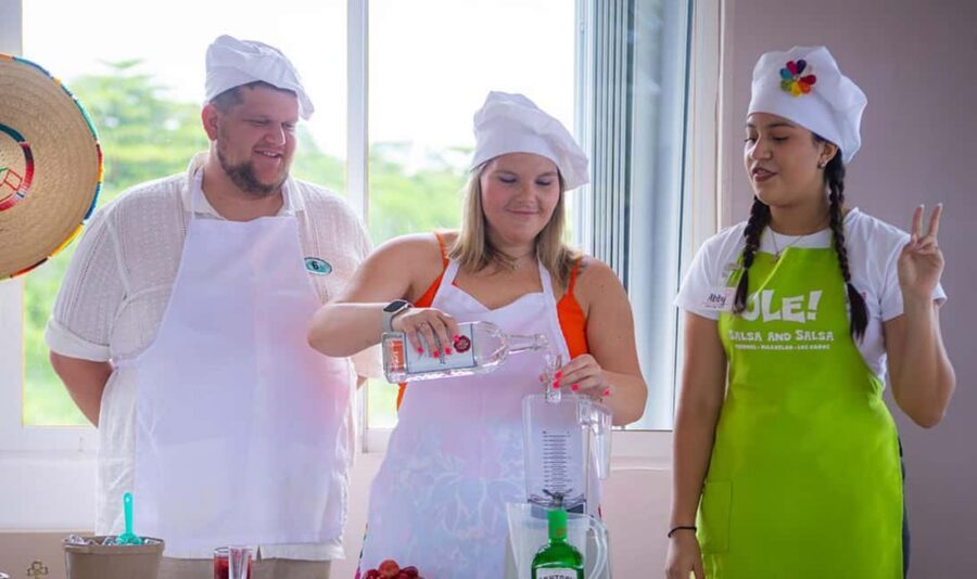 Cozumel: The Original Salsa & Salsa™ - Margaritas: crafting yours and shaking a frozen strawberry one