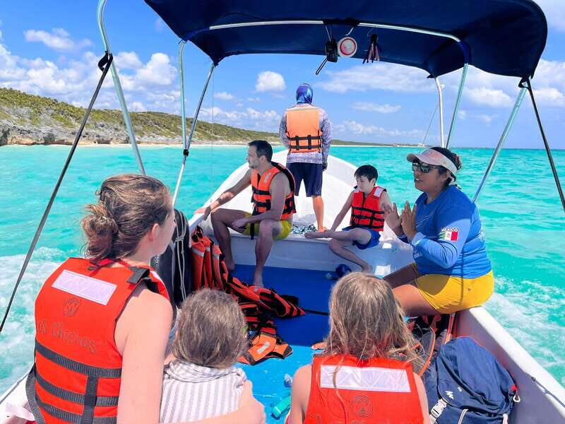 SNORKEL IN TULUM REEF, BOAT RIDE AND CALETA - Boat Ride Back: Ruins, Temples, and Sea-Only Viewpoints