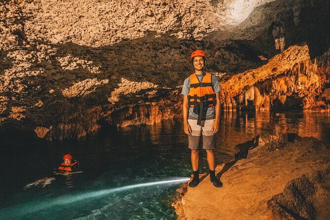 Snorkel Tour! Turtles & Underground Cenote from Playa del Carmen - Puerto Aventuras underground cenote: the cool, calm contrast